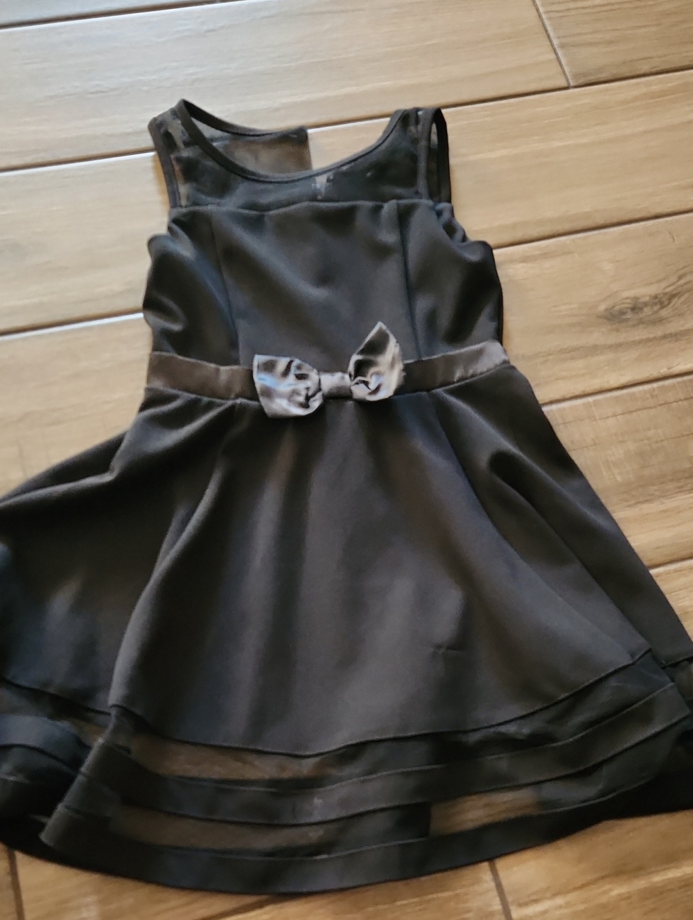 Calvin Klein Black Satin-Bow Formal Girls Dress